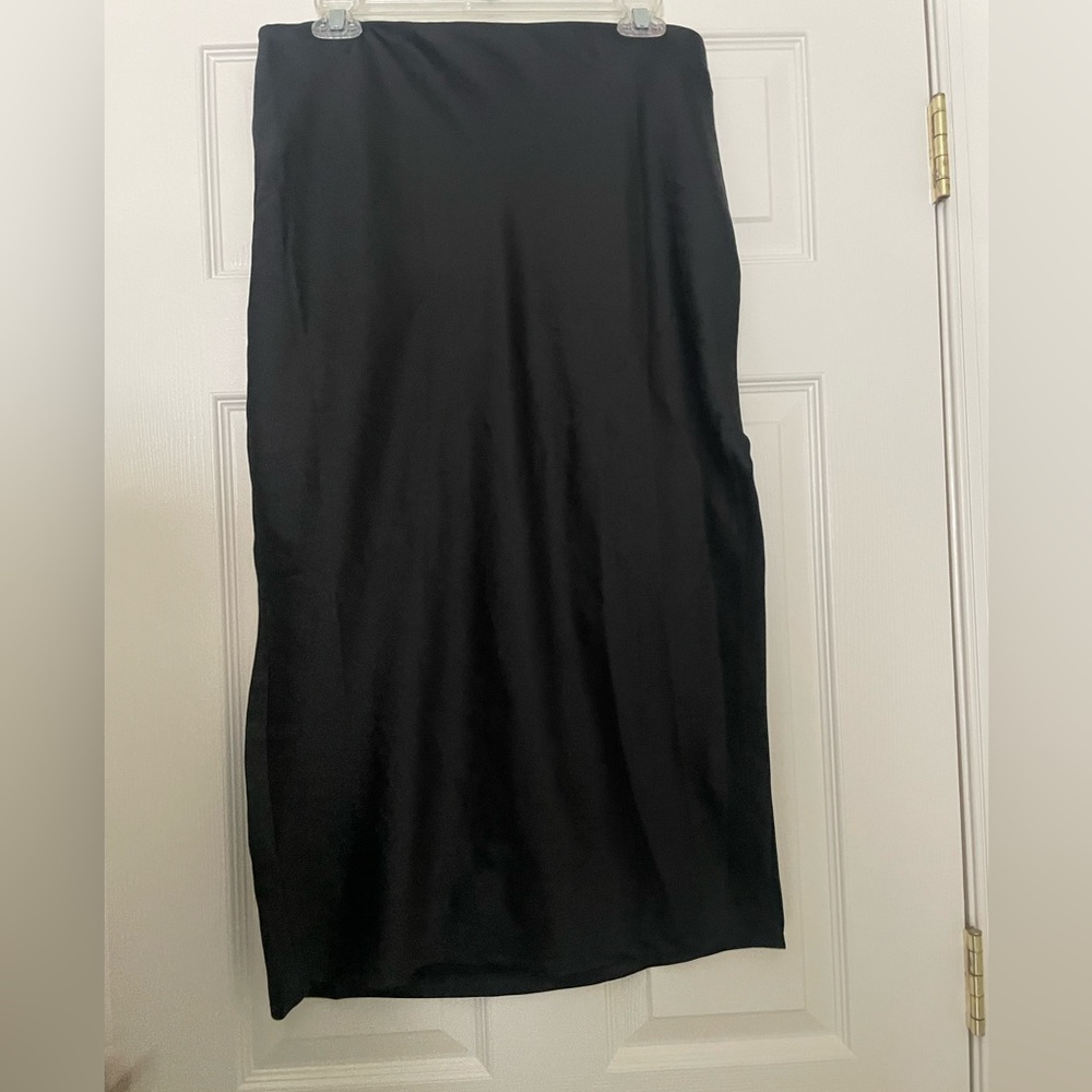 Urban Outfitters Black Satin Midi Skirt